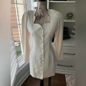 Vintage 1997 FAUST Off White Tailored Blazer Dress Made in France NEW SZ Medium